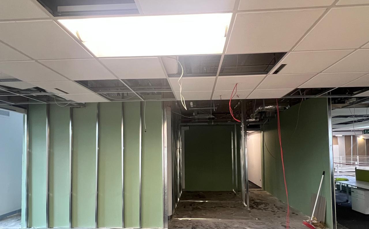 WIP green board corridor