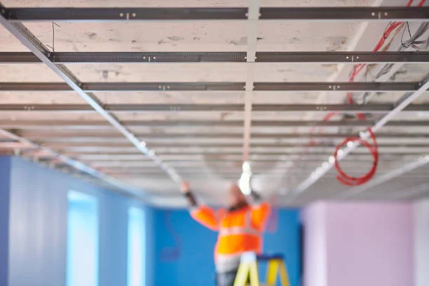 T37 Concealed Ceiling Grid being installed